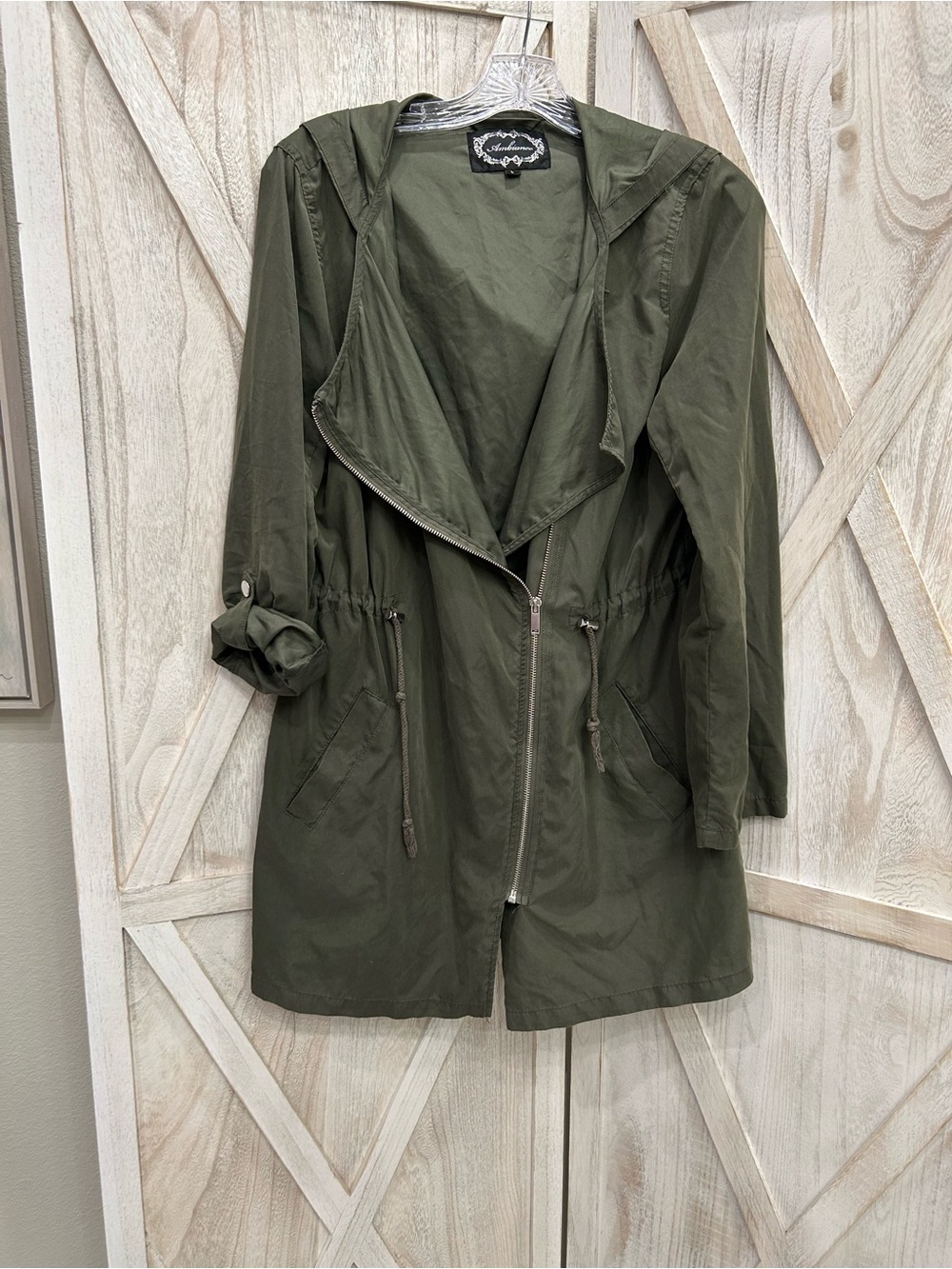 Ambiance Olive Utility Hooded Anorak Jacket